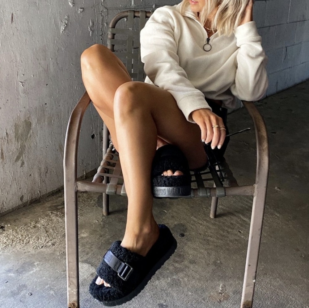 Ugg Fluffita Slides Black Size 10